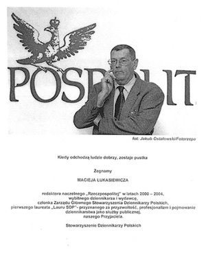 23 - Nekrolog w Rzeczpospolitej   [fot: Jakub Ostalowski/Fotorzepa]
Zbiory Pracowni Wolnego Słowa SDP